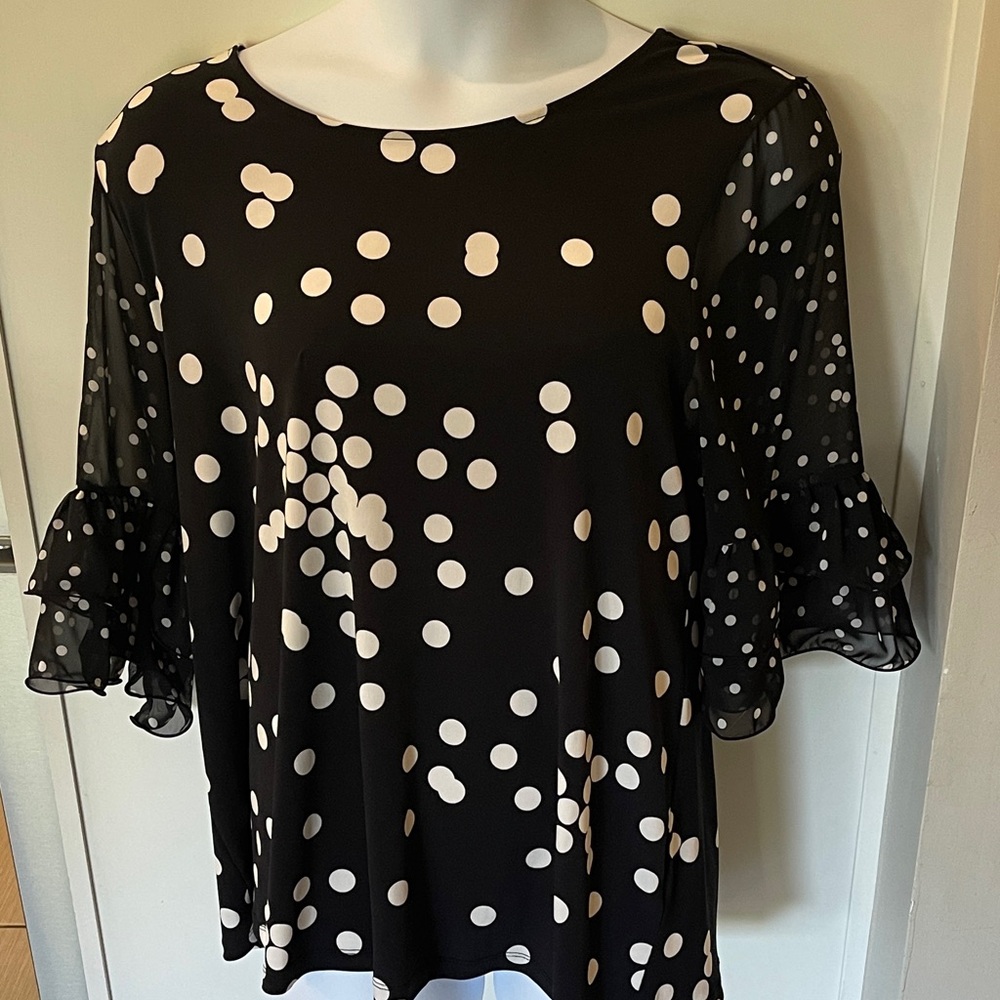 Alfani Black and White Polka Dot Blouse